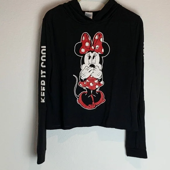 Disney Black Sweatshirt with Minnie Mouse and Red Accents - Picture 1 of 3